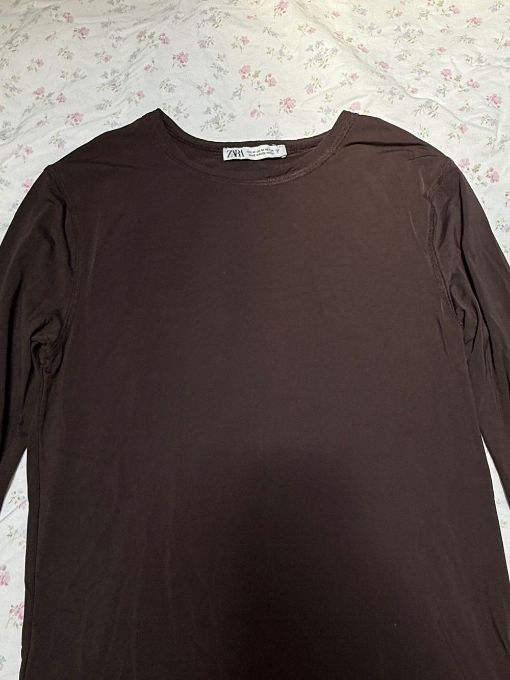 Zara Espresso Brown Long Sleeve Seamless Top